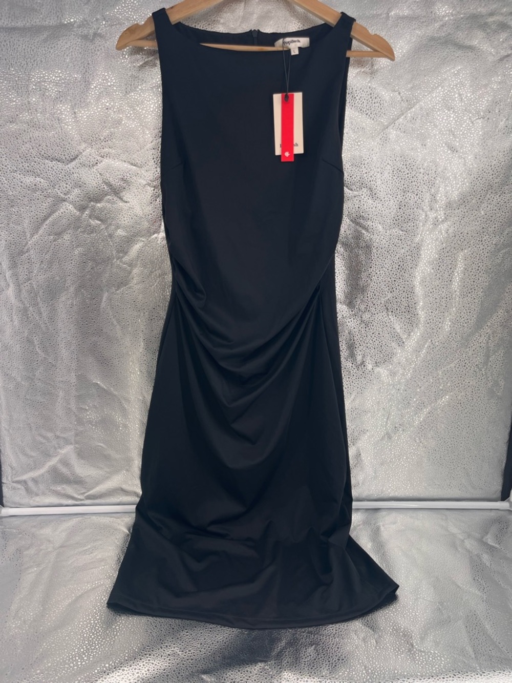 Popilush Sleeveless Ruched Shapewear Midi Dress Black Size L Evening Events